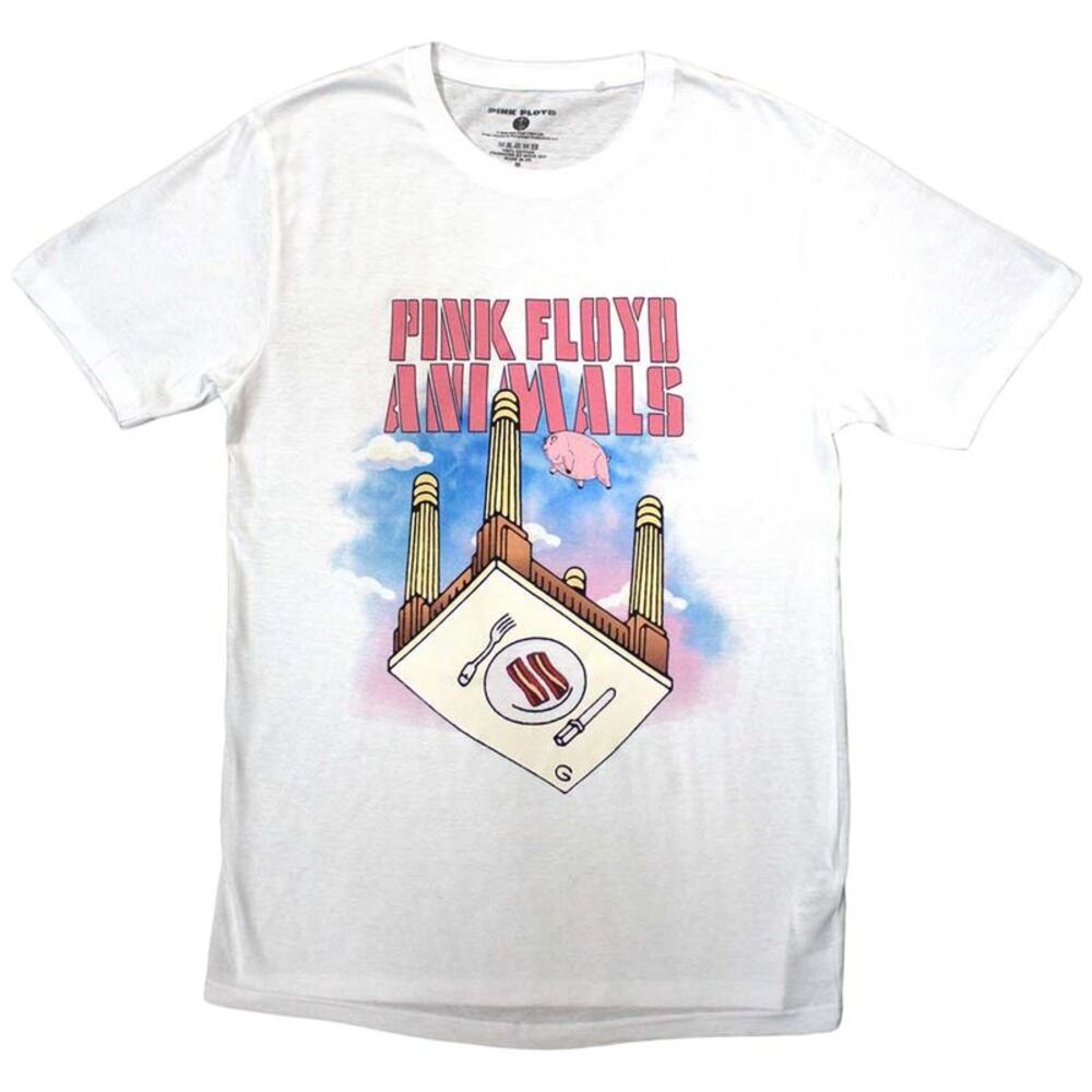 Pink Floyd Unisex Adult Animals Bacon Table T-Shirt / White